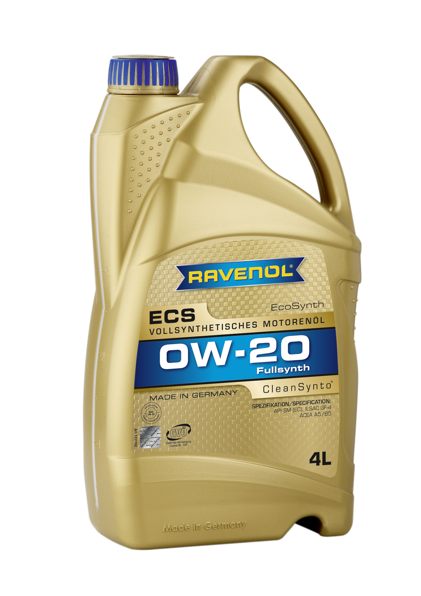 Моторное масло Ravenol 4014835718593 ECS EcoSynth 0W-20 4 л