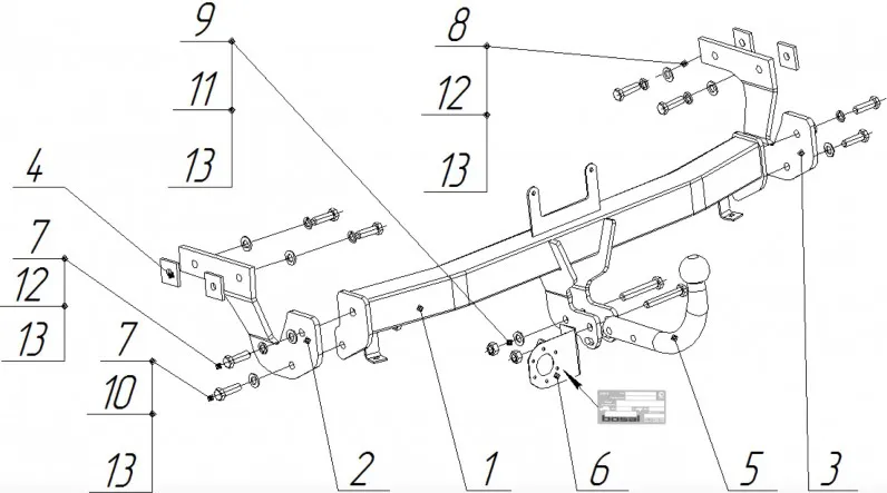 Фаркоп Bosal для Hyundai i40 2011-2020