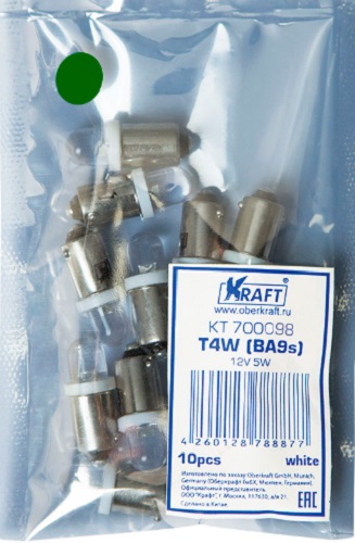 Светодиод Kraft KT 700098 t4w (ba9s) 12v green