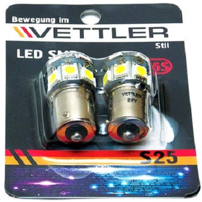 Лампа светодиодная Vettler S2512505013WHITE 12 v s25-13 smd белая стоп-сигнал, повторитель 1 конт (к-т 2шт)