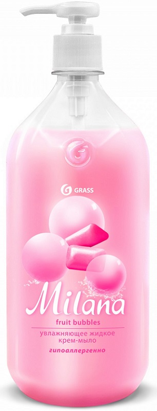 Крем-мыло жидкое увлажняющее Grass 125312 Milana fruit bubbles, 1л