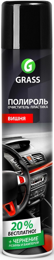 Полироль-очиститель пластика глянцевый блеск, запах Вишня Dashboard Cleaner Grass 120107-2, 750мл 