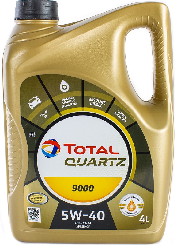 Масло моторное синтетическое Total RO166475 QUARTZ 9000 5W-40, 4л