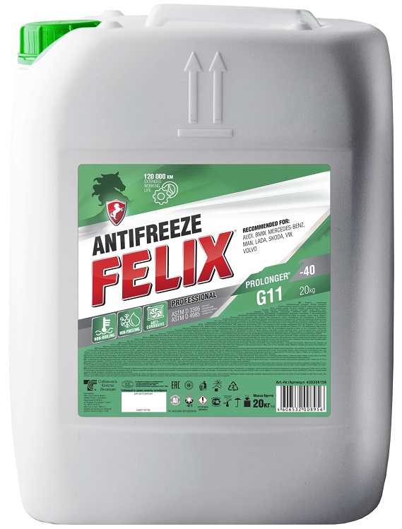 Жидкость охлаждающая Felix 430206158 PROLONGER, зелёная, 18л