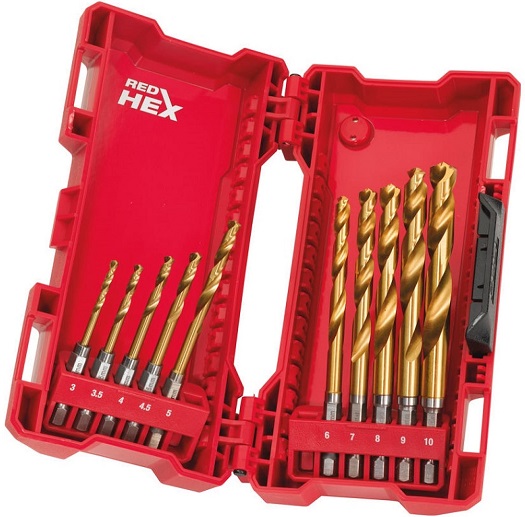 Набор сверл по металлу RedHEX HSS-G TiN Milwaukee 48894759, 10 штук