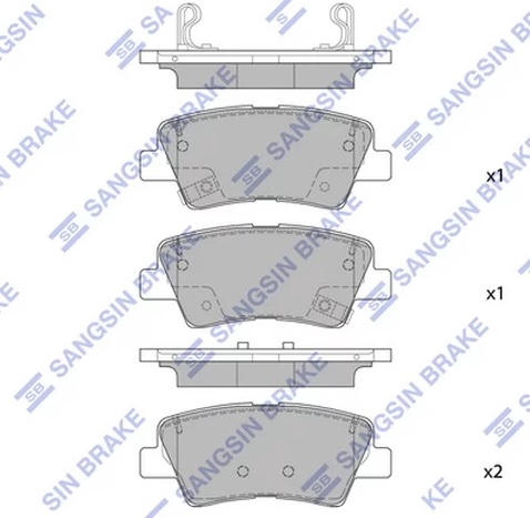 Колодки тормозные дисковые задние Hyundai Solaris II 2018-2022 Hi-Q - SANGSIN BRAKE SP1845