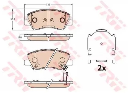 Колодки тормозные дисковые передние Hyundai i20, Solaris, Kia Rio IV TRW GDB 3630