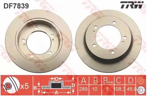 Диск тормозной передний Suzuki Jimny TRW DF 7839, D=289 мм
