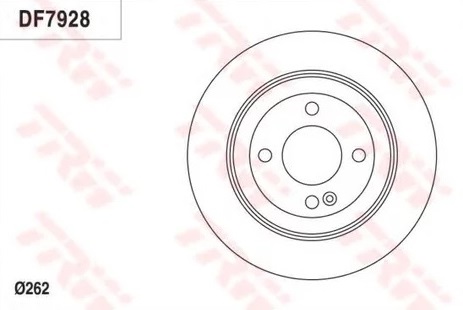 Диск тормозной задний Hyundai Solaris, Kia Rio TRW DF 7928, D=262 мм