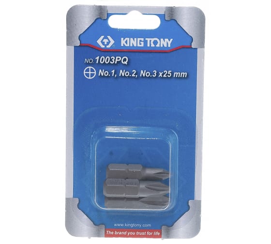 Набор вставок бит 1/4 крестовые KING TONY 1003PQ (№1, №2, №3, 3шт)