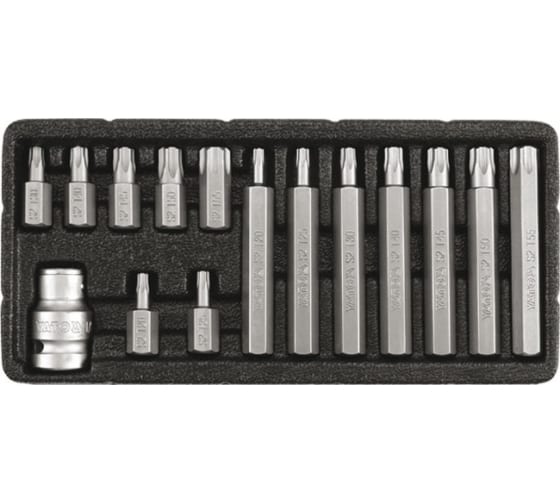 Набор бит TORX YATO YT0417 (15 шт, 1/2, Т20-Т55)