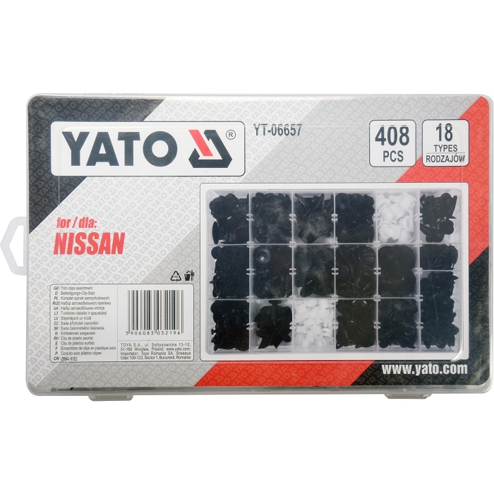 Набор клипс Yato YT06657 (408 пр, 18 типов, NISSAN)