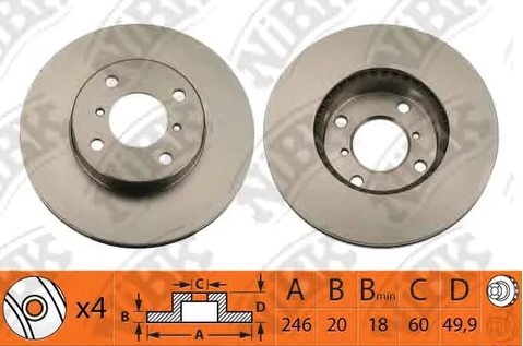 Диск тормозной передний SUZUKI LIANA NiBK RN1205, D=246 мм