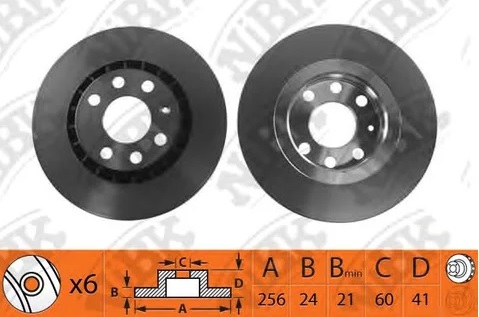 Диск тормозной передний OPEL VECTRA NiBK RN1017, D=256 мм