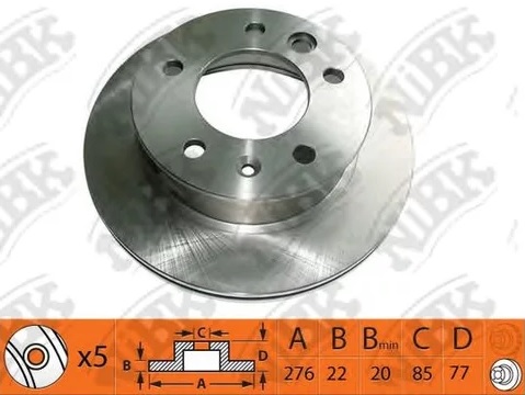 Диск тормозной передний VW LT NiBK RN1388, D=276 мм