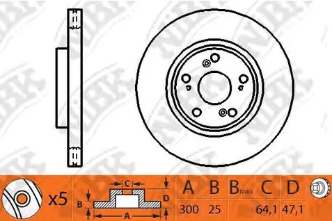 Диск тормозной передний Honda Accord, CR-V Nibk RN2024, D=310 мм