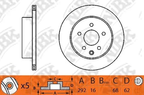 Диск тормозной задний NISSAN QASHQAI, X-TRAIL, RENAULT KOLEOS Nibk RN1234, D=292 мм