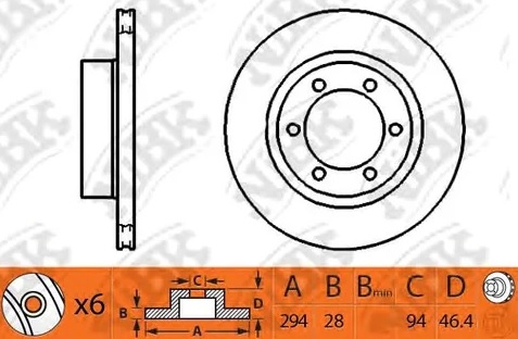 Диск тормозной передний Fiat Fullback, Mitsubishi L 200, Pajero Sport Nibk RN1247, D=294 мм