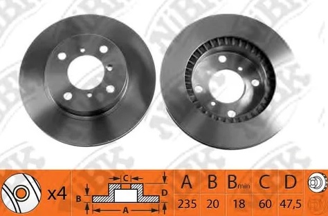 Диск тормозной передний Suzuki Baleno Nibk RN1129, D=235 мм