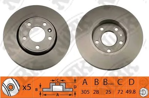 Диск тормозной передний INFINITI EX, FX, G, M, Q70, QX50 Nibk RN1427, D=319 мм