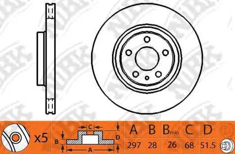 Диск тормозной задний Mazda CX-5 Nibk RN1517, D=303 мм