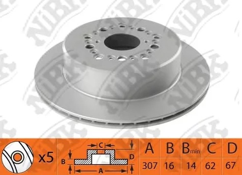 Диск тормозной задний LEXUS GS, LS Nibk RN1488, D=307 мм