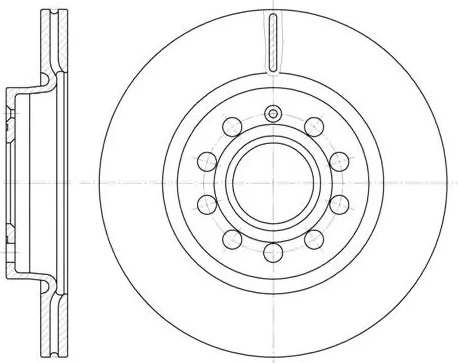 Диск тормозной передний VAG A3, OCTAVIA, YETI, GOLF, JETTA Remsa 6647.10, D=279.9 мм