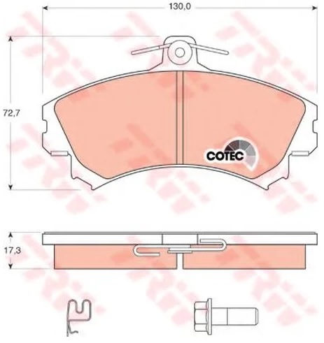 Колодки тормозные дисковые передние MITSUBISHI Colt, SMART Forfour TRW GDB 1584