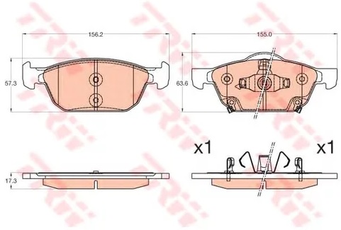 Колодки тормозные дисковые передние HONDA Civic TRW GDB 3600