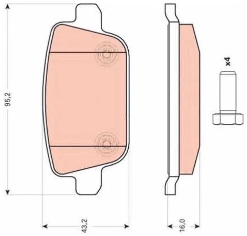 Колодки тормозные дисковые задние FORD MONDEO, S-MAX TRW GDB 1709