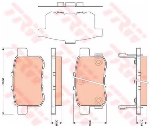 Колодки тормозные дисковые задние HONDA ACCORD TRW GDB 3482