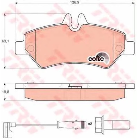 Колодки тормозные дисковые задние MERCEDES SPRINTER TRW GDB 1697