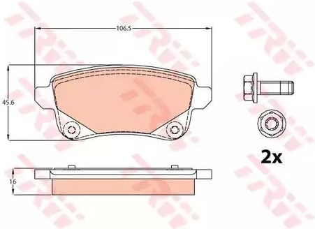 Колодки тормозные дисковые задние RENAULT GRAND SCENIC TRW GDB 2082