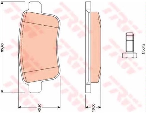 Колодки тормозные дисковые задние RENAULT KANGOO TRW GDB 1786