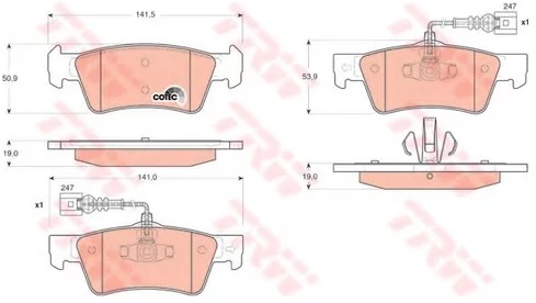 Колодки тормозные дисковые задние VW TOUAREG TRW GDB 1672