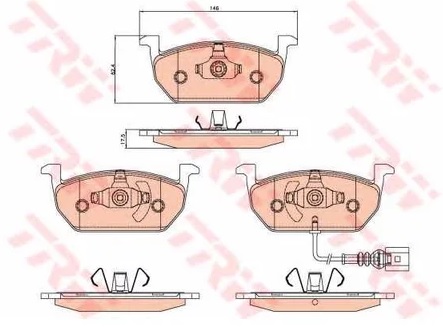 Колодки тормозные дисковые передние AUDI A3 SPORTBACK TRW GDB 2080