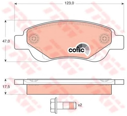 Колодки тормозные дисковые передние CITROEN C1 TRW GDB 1633