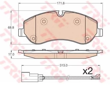 Колодки тормозные дисковые передние FORD TOURNEO CUSTOM TRW GDB 1967