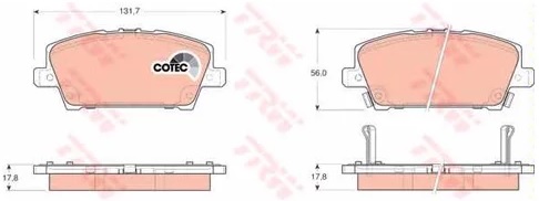 Колодки тормозные дисковые передние HONDA CIVIC Hatchback TRW GDB 3407