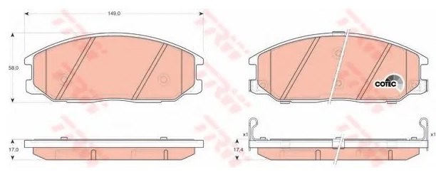 Колодки тормозные дисковые передние HYUNDAI SANTA FE TRW GDB 3297