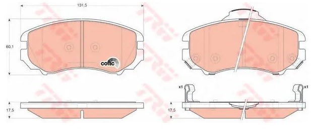 Колодки тормозные дисковые передние HYUNDAI TUCSON, SONATA, KIA SPORTAGE, MAGENTIS TRW GDB 3352