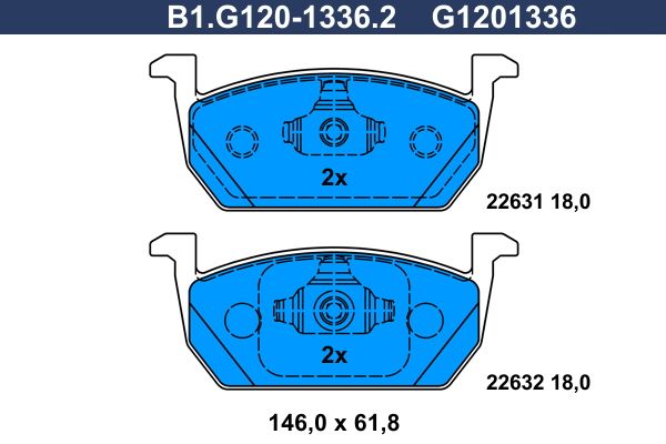 Колодки тормозные передние VW POLO GALFER B1.G120-1336.2