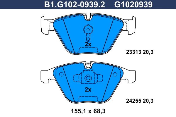 Колодки тормозные передние BMW 3 Galfer B1.G102-0939.2