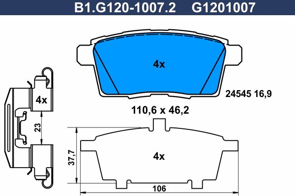 Колодки тормозные задние MAZDA CX-7 Galfer B1.G120-1007.2