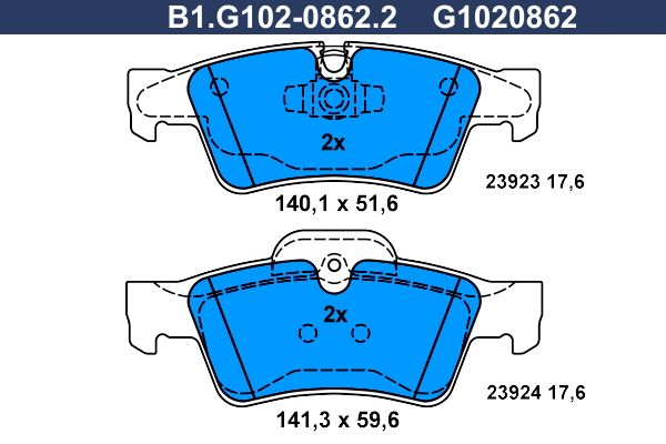 Колодки тормозные дисковые задние MERCEDES GL, ML Galfer B1.G102-0862.2 