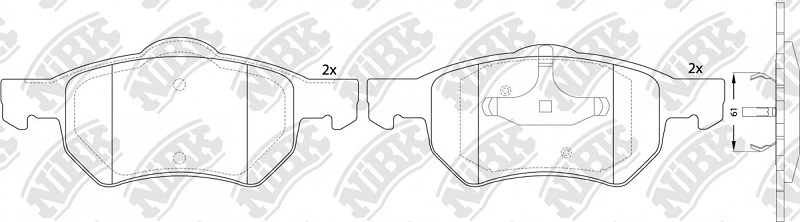 Колодки тормозные дисковые передние CHRYSLER Voyager NiBK PN0835