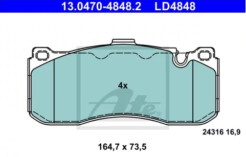 Колодки тормозные дисковые BMW 1, 3 Ate 13.0470-4848.2