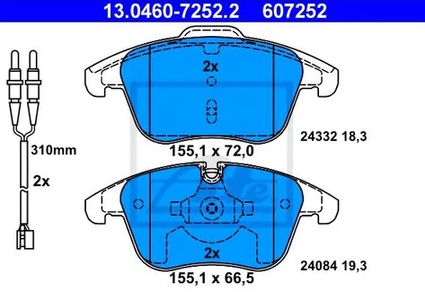 Колодки тормозные дисковые CITROEN C5 Ate 13.0460-7252.2