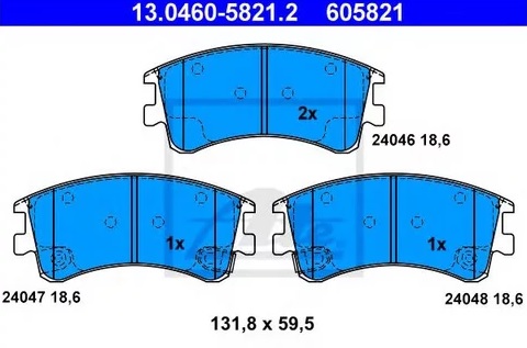 Колодки тормозные дисковые MAZDA 6 Ate 13.0460-5821.2