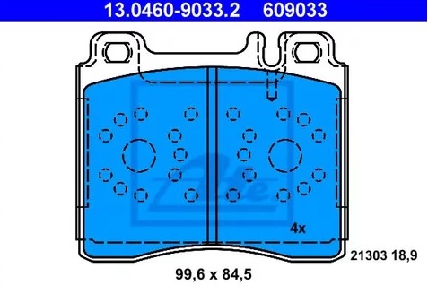 Колодки тормозные дисковые MERCEDES S Ate 13.0460-9033.2